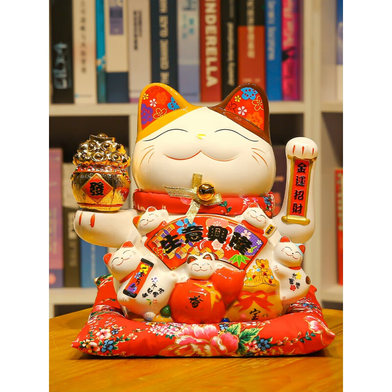 2024 new business prosperity ornaments for restaurants, cat ornaments for opening, lucky cashier, fortune handicraft shop, automatic waving hand, Bafang piggy bank, 14-inch hand waving, prosperity, + free sunglasses, cute kitten