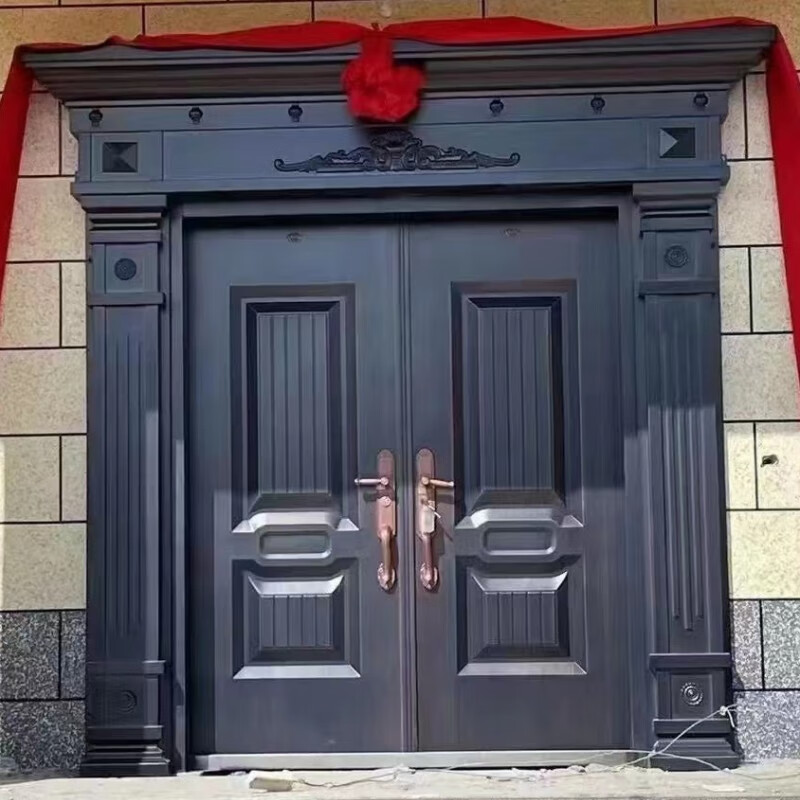 Chenyuju rural zinc alloy villa door luxury imitation copper door household security door cast aluminum double door self-built house entry door style 1