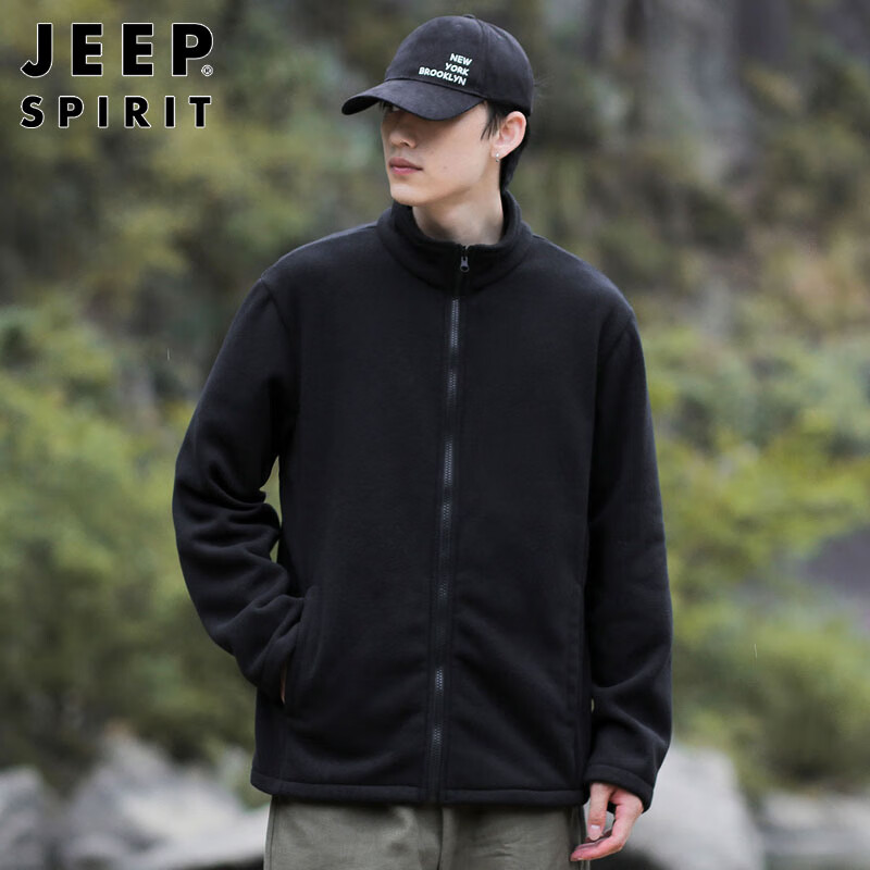 JEEP SPIRIT Jeep Jacket Men's Autumn and Winter Korean Style Workwear Three-in-One Polar Fleece Charge Jacket Men's Black XL