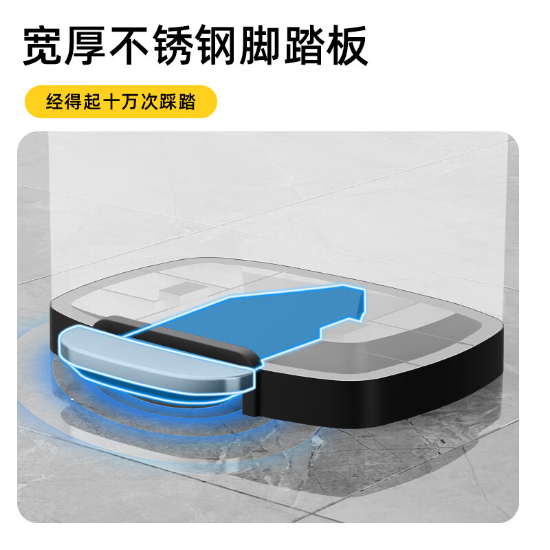 KUK stainless steel trash can large foot with cover kitchen living room home hotel commercial office building 50L sand steel silver