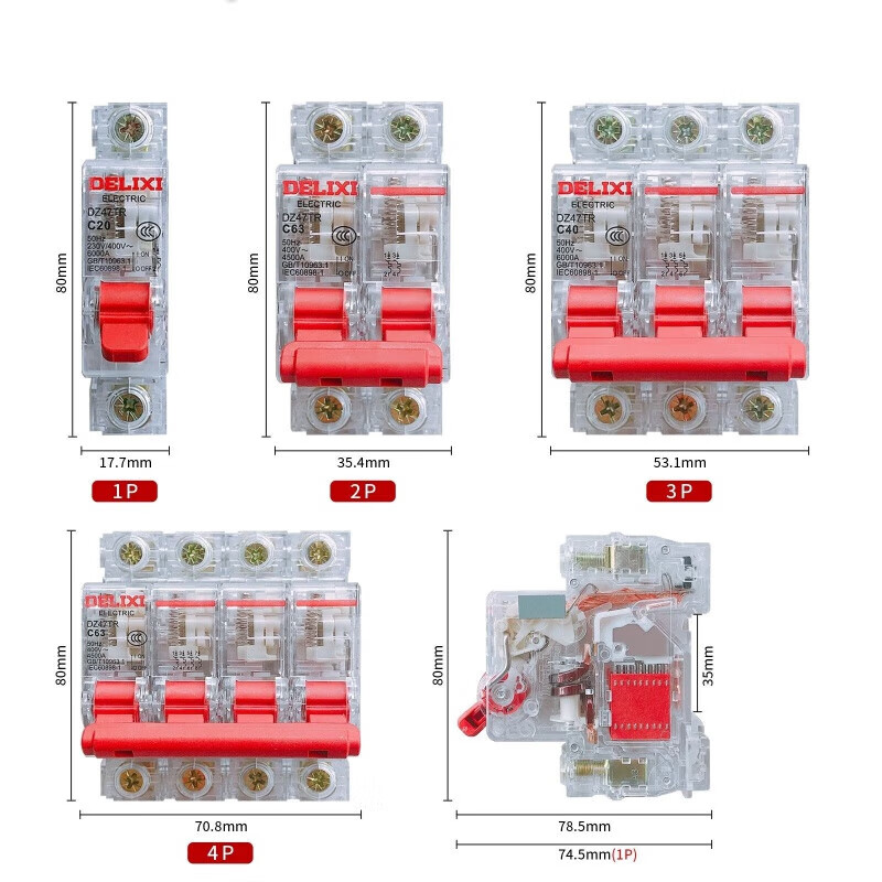 Leakage switch DZ47LE/DZ47TRLE 1P+N/2P/3P/3P+N/4P transparent circuit breaker 2P circuit breaker 32A