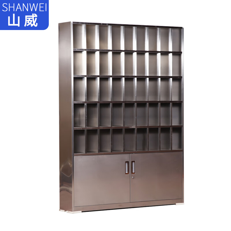 Shanwei customized steel storage cabinet 45 compartments lower double door stainless steel 304 silver