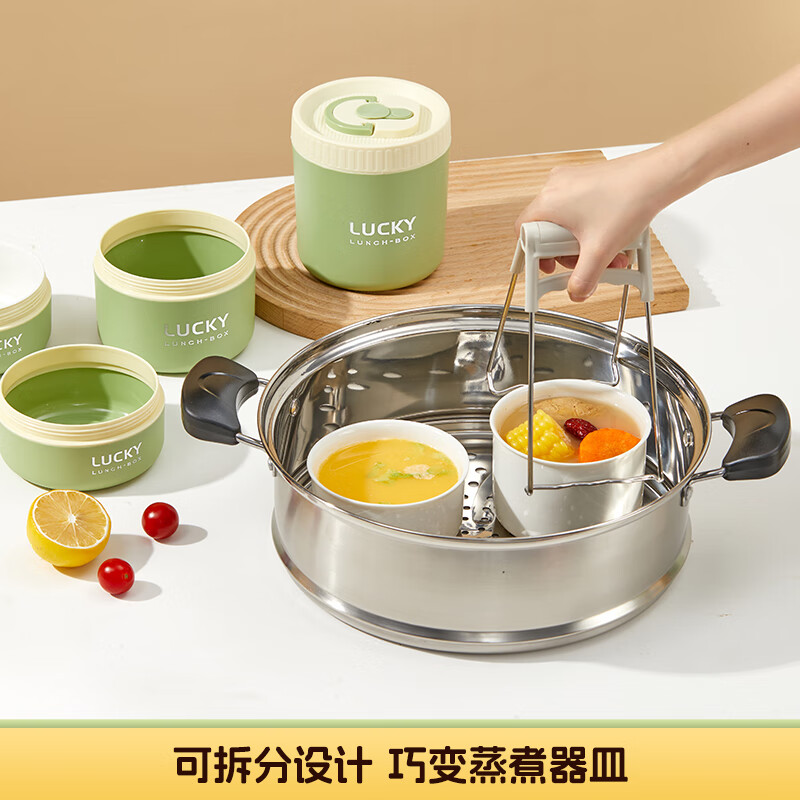 WORTHBUY insulated lunch box for office workers, microwave heating, ceramic liner compartment lunch box, student lunch box set