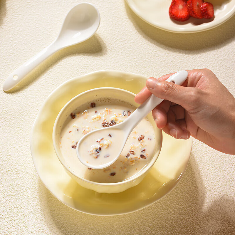 MAXCOOK rice spoon, ceramic spoon, table spoon, spoon, spoon, 4 pack, pure white model MCCU2387