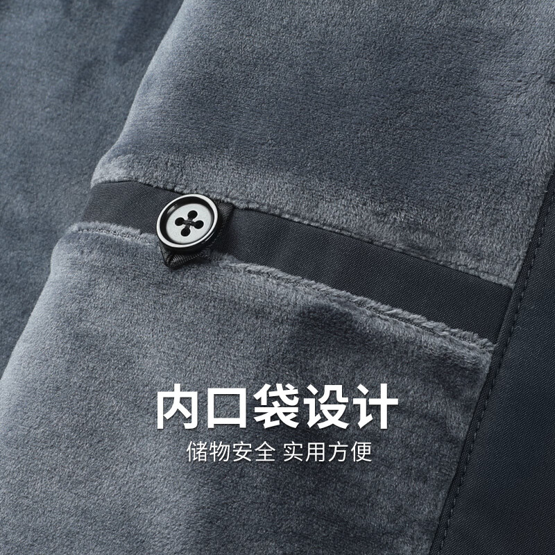 Dances with Wolves Velvet Lapel Jacket Men's 2025 Autumn and Winter New Versatile Windproof Anti-Wrinkle Warm Jacket Men's 1026 Navy Blue 101 M (170)