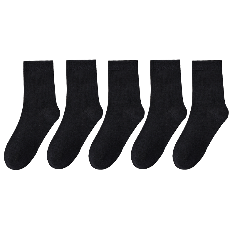 Yiershuang 10A antibacterial and anti-odor men's socks men's autumn and winter mid-calf socks men's socks casual cotton socks black 10 pairs