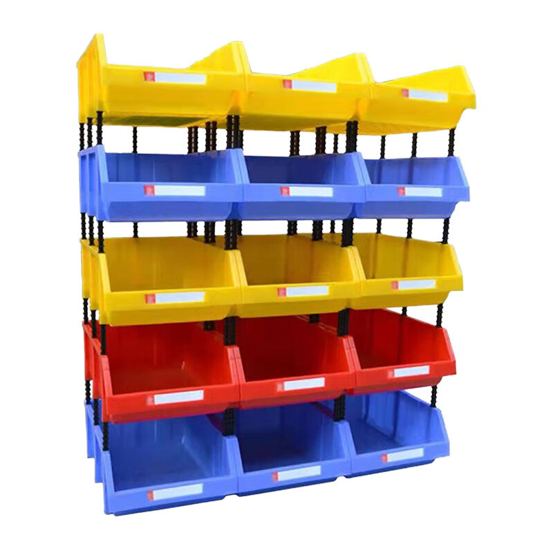 Parts box shelf oblique plastic screw storage box thickened partitioned combination accessory material box tool box Z3 blue 400*350*160 MM