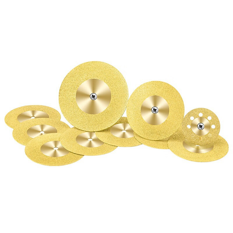 Emery cutting disc, electric grinding, small slice, small saw blade, beautiful seam clearing, glass jade polishing wheel grinding disc, 25mm titanium plated type, 10 pieces + 2 posts