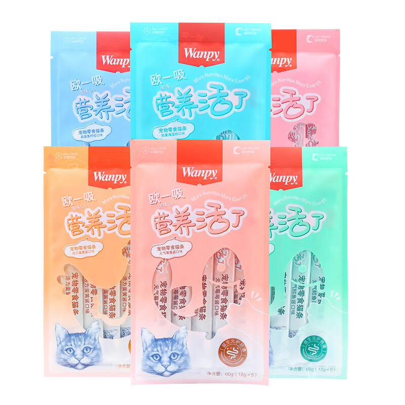 Naughty (Wanpy) Ou Yisu Nutrition Live Cat Strips 12g*100 sticks, mixed flavors, hydrating probiotics