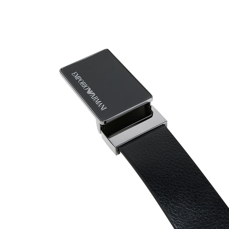 Armani (ARMANI) men's black leather plate buckle belt Y4S427 YTU7J 84372