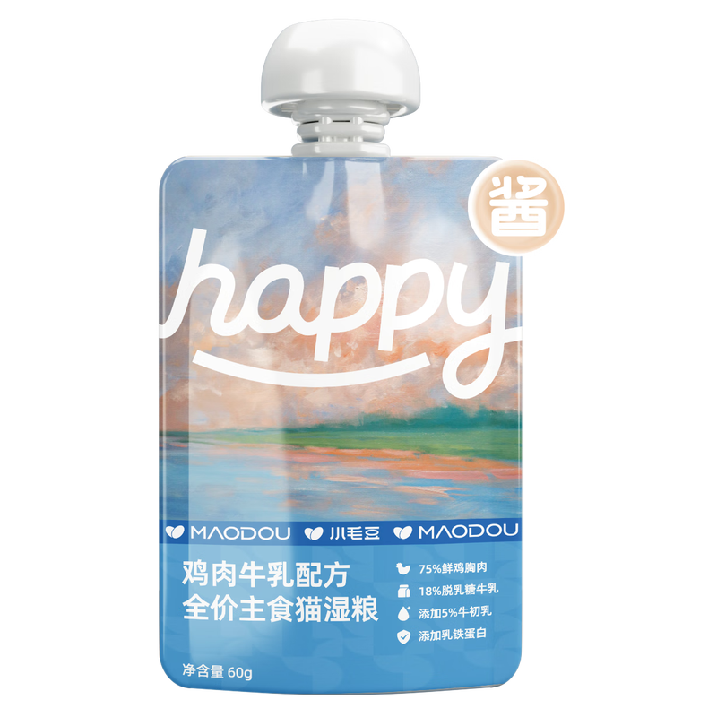 Small edamame HAPPY sauce full price staple meat sauce package cat staple food wet food staple package chicken milk flavor 60g