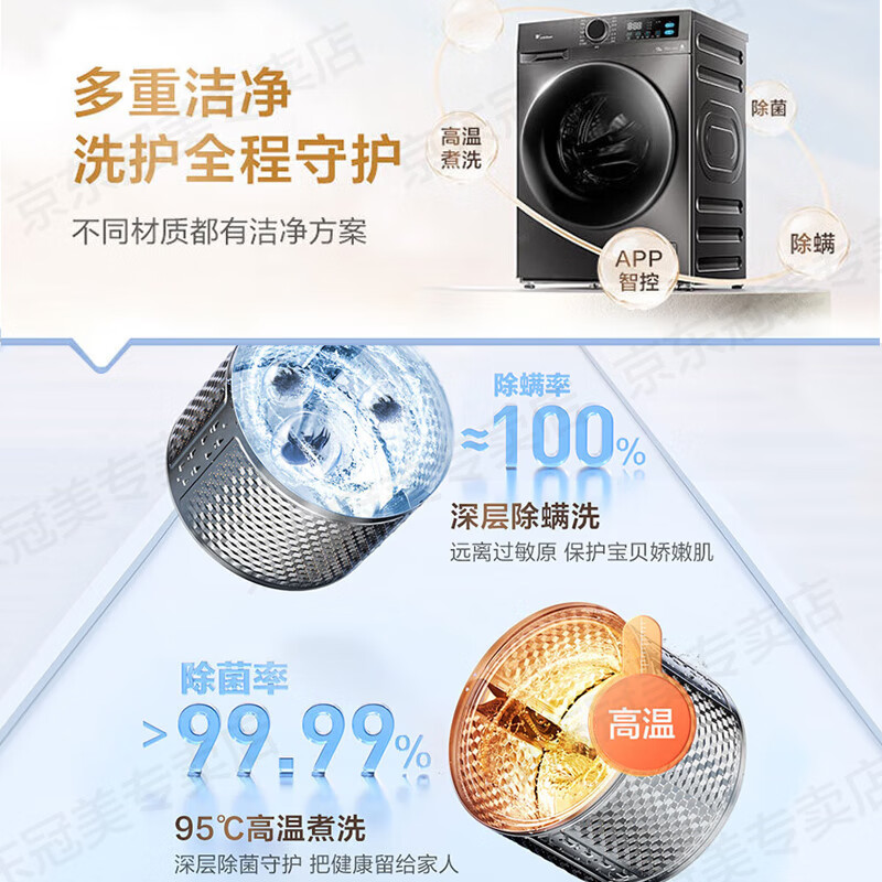 LittleSwan drum washing machine fully automatic 12kg large capacity household frequency conversion energy saving washing and drying integrated washing and drying steam disinfection 1.1 high washing ratio national subsidy TD12V20 thorough drying and odor removal washing and drying integrated 12kg