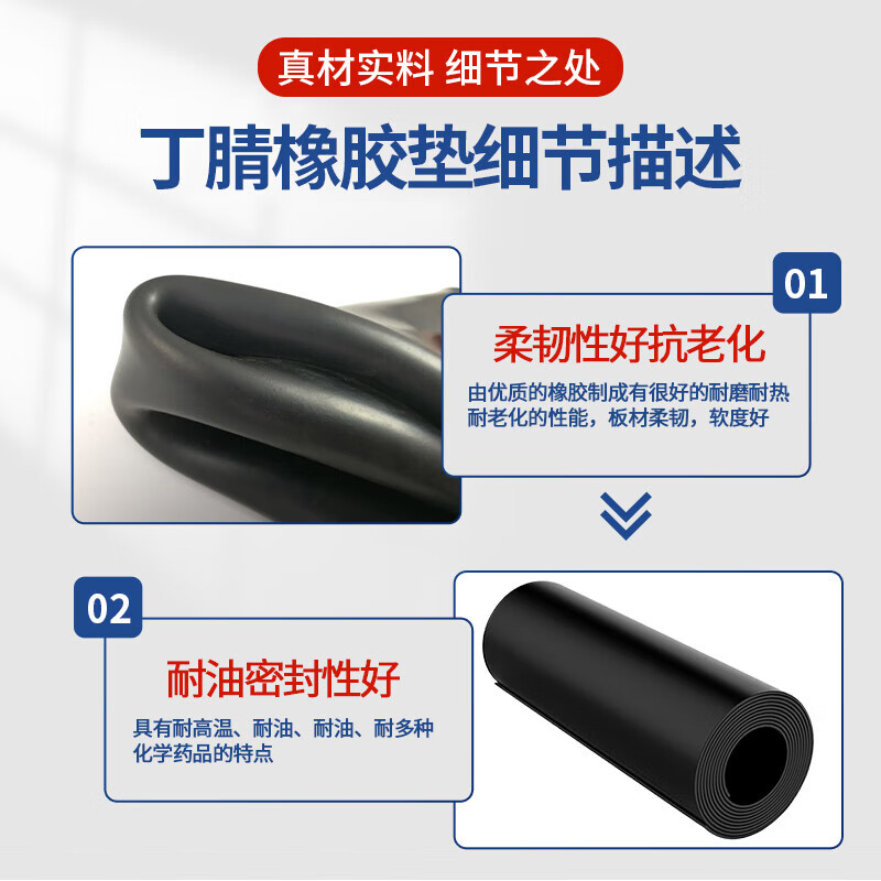 Zuoyou Zhonggong Nitrile Rubber Sheet Nitrile Rubber Gasket Customizable Rubber Floor Mat Oil Resistant Tension Tear Shock Absorbing Insulating Floor Mat Length 0.5m* Width 0.5m* Thickness 3mm Customizable