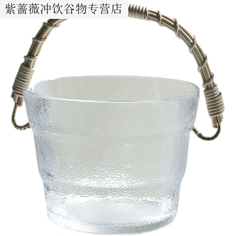 Small ice bucket, good-looking, cold-resistant ice storage bucket, portable glass fruit bucket, commercial iced beverage beer bucket, short ice bucket