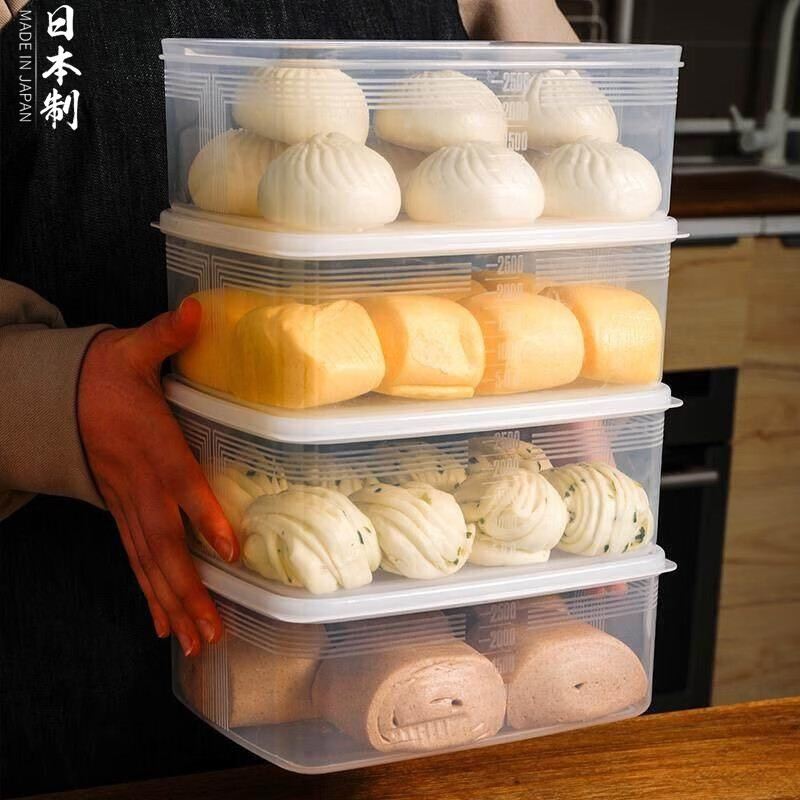 Sungsa Japanese imported steamed buns and steamed buns crisper box large capacity dumplings pastry pasta storage box refrigerator refrigeration freezer box 3000ml (steamed buns and buns box