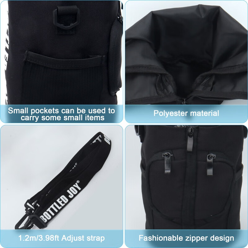 TMJD MISS ton bucket cup set ton ton diagonal cup set large water cup backpack heat insulation anti-scalding super large capacity ton cup bag black suitable for 1L capacity