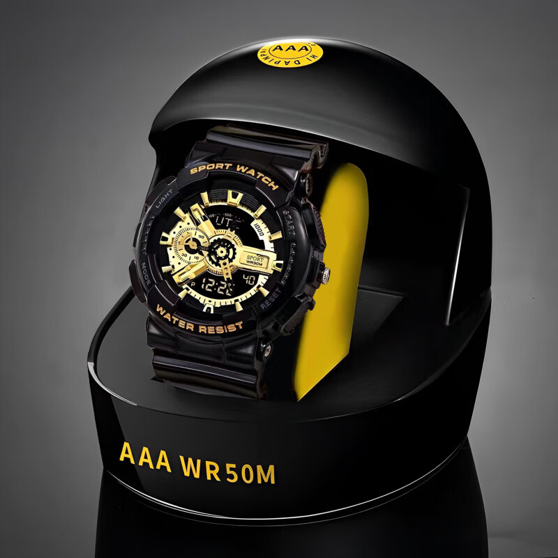 Xiaomi Buyi youth junior high school students multi-functional electronic watch student high school student waterproof luminous sports dual display watch watch male black gold