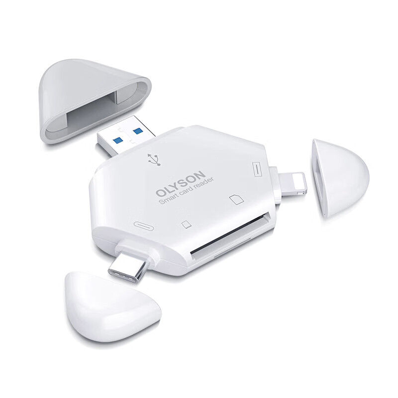 OLYSON three-in-one card reader multi-function suitable for Apple 17 mobile phone USB3.0 DJI Sony Canon SLR camera SD card Type-c computer iPad recorder TF memory card green Apple/TYPE-C/USB interface TF/SD card 2.0 Ultimate Edition