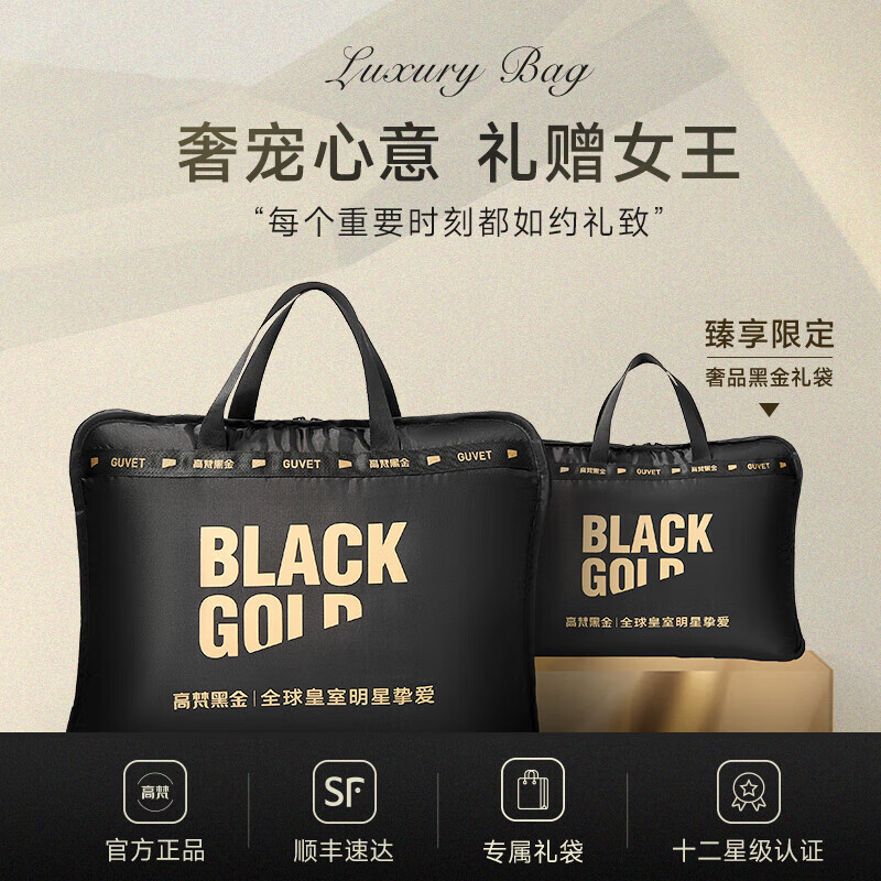 Govan Black Gold Goose Down Jacket Queen 4.0 Six-lattice Fur Collar Down Jacket Mid-Length Women's Jacket Haute Couture Queen Black L