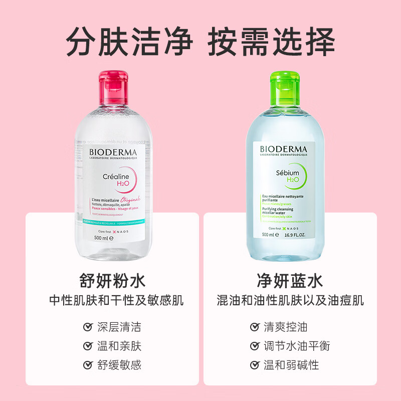 BIODERMA powder water makeup remover, imported from France, Shuyan multi-effect eye, lip and face three-in-one makeup remover, Chinese Valentine's Day gift 1000ml, suitable for sensitive skin