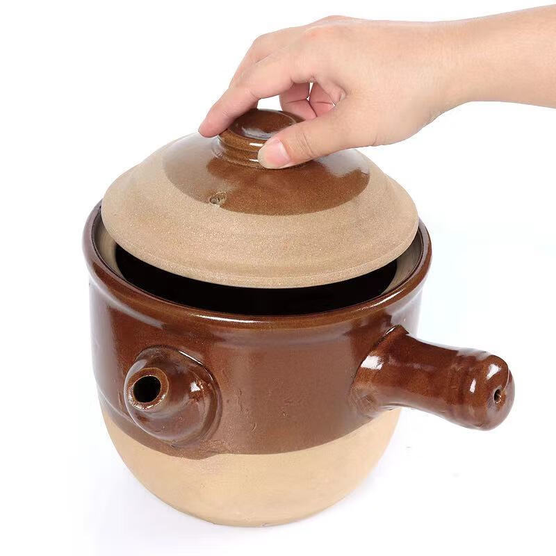 Lan Shengjia old-fashioned medicine pot clay pottery coarse porcelain boiling medicine decoction casserole small fire gas stove use health pot traditional Chinese medicine jar coarse pottery medicine jar/water capacity 3 catties/delivery medicine bag 1500ml