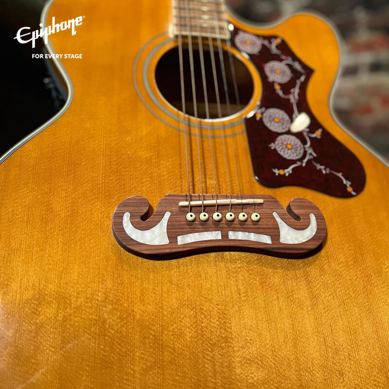 Epiphone Yi Pu Feng J-200EC Studio VN retro wood color folk electric box acoustic guitar domestically produced with bag