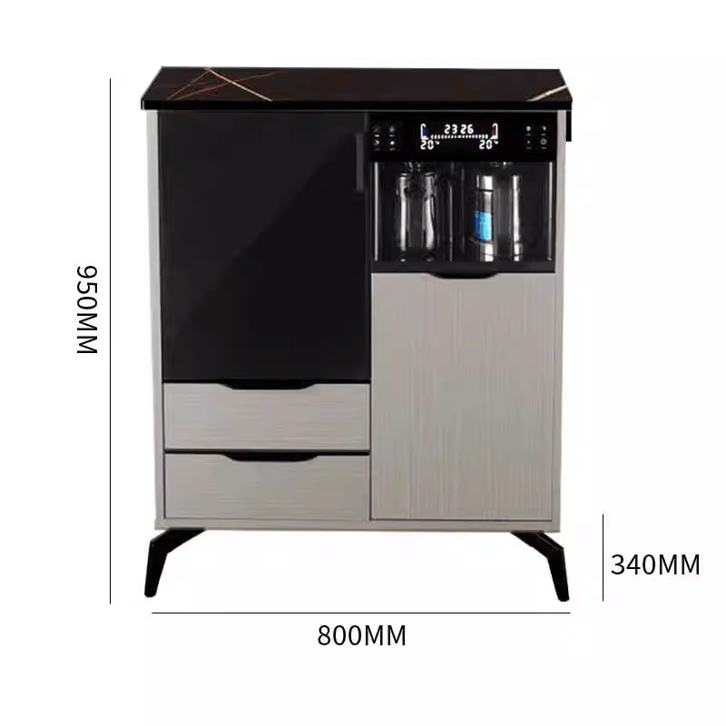 He Jiagong Voice Intelligent Tea Bar Machine for Home High-end Living Room 2025 New Tea Drinking Machine with Dinner Side One 620 High Gloss Gray with Cabinet + Refrigerator Warm