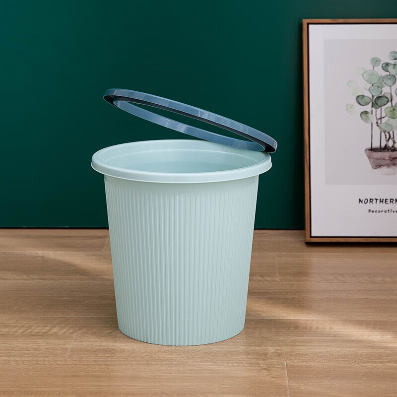 Dafu Rui 3-pack fashionable striped classification trash can with press ring without lid for living room, bedroom and kitchen in random colors