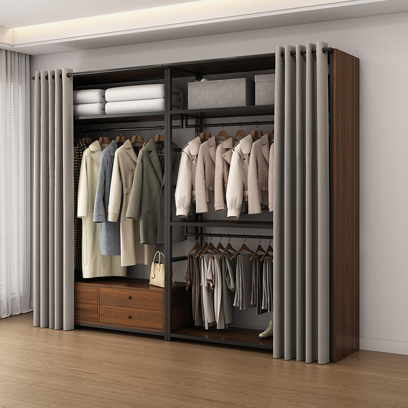 Open wardrobe home bedroom cloakroom simple coat rack storage rack floor hanging clothes rack walk-in rack color and size customization