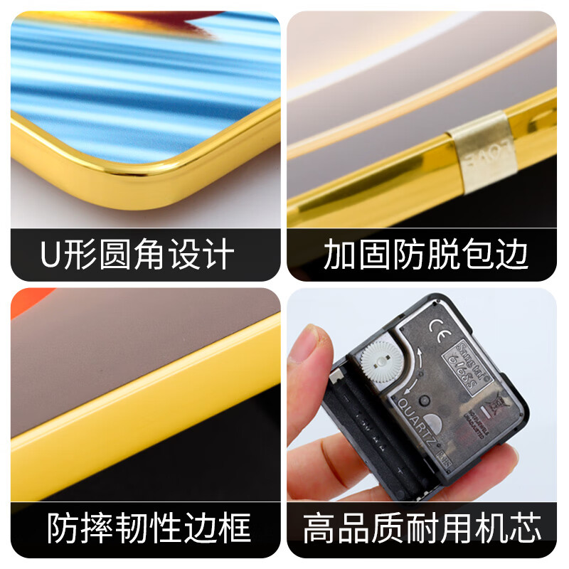 Meijiaxi wall clock living room 2025 new clock wall hanging watch perpetual calendar electronic home and Wanshixing painting decorative painting clock H18 Fulu Shuangquan calendar 12 inches 48*97cm