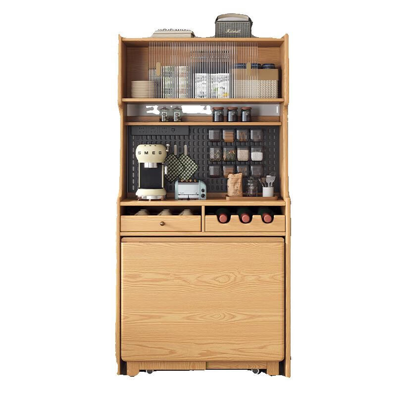 Meike Meijia sideboard dining table integrated solid wood folding dining table sideboard integrated wall dining chair combination original 1.4m all solid wood folding dining table 87x42x184cm