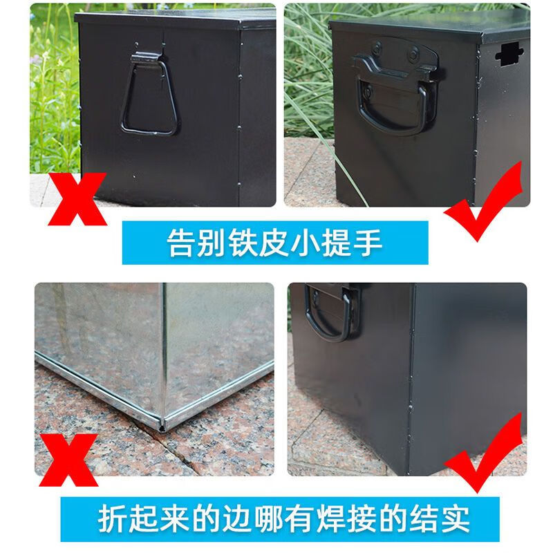 Shantou Lincun Hardware Toolbox Storage Box Empty Box Metal Multifunctional Auto Repair Large Iron Sheet Household Car Empty Thickened Large Handle No. 3