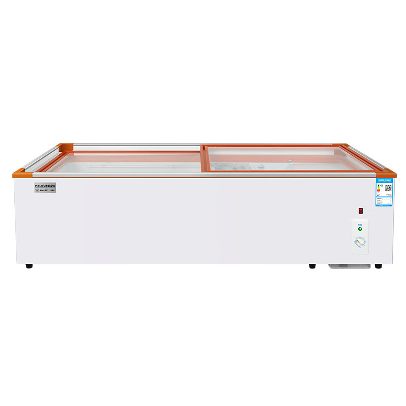 Meiling (MEILNG) commercial horizontal ice cream freezer flat glass door cryogenic display cabinet supermarket convenience store refrigerated frozen beverage cabinet 1.8 meters long fully refrigerated with lights can be micro-frozen 1L