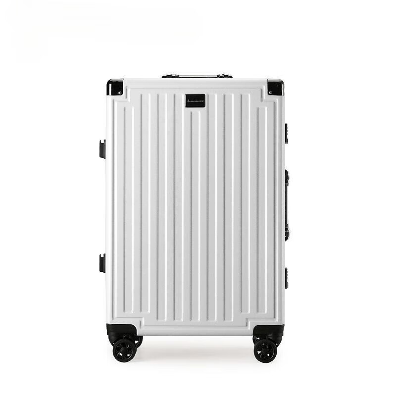 Kangaroo aluminum frame with LOGO suitcase large capacity trolley case for men and women pressure-resistant and wear-resistant password suitcase hard-shell leather suitcase obsidian black with LOGO/thickened case 26 inches student accommodation