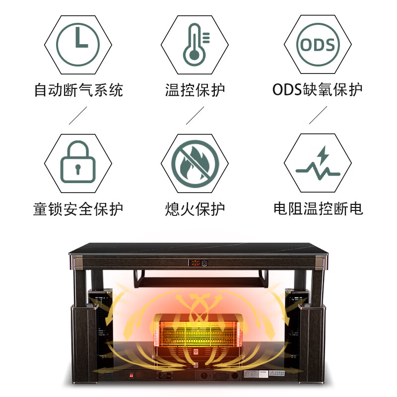 Guiyan Gas Natural Gas Hidden Induction Cooker Heating Table Electric Warming Table Coffee Table Fire Table Stove Electric Heater Energy-saving Home Furniture Heater Lift Yanyun White 1.6 Meter Gas Electric Fierce Double Burner Mobile Caster Zipper Table Cover