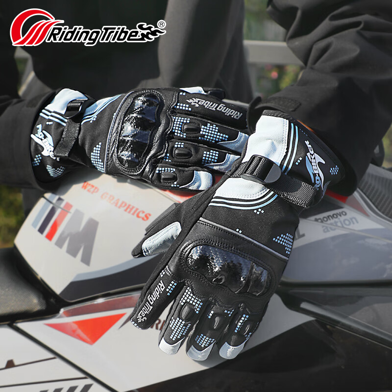 RidingTribe riding motorcycle gloves are velvet thickened and warm in winter, carbon fiber, touch screen for men and women, anti-slip for riders in all seasons in summer.