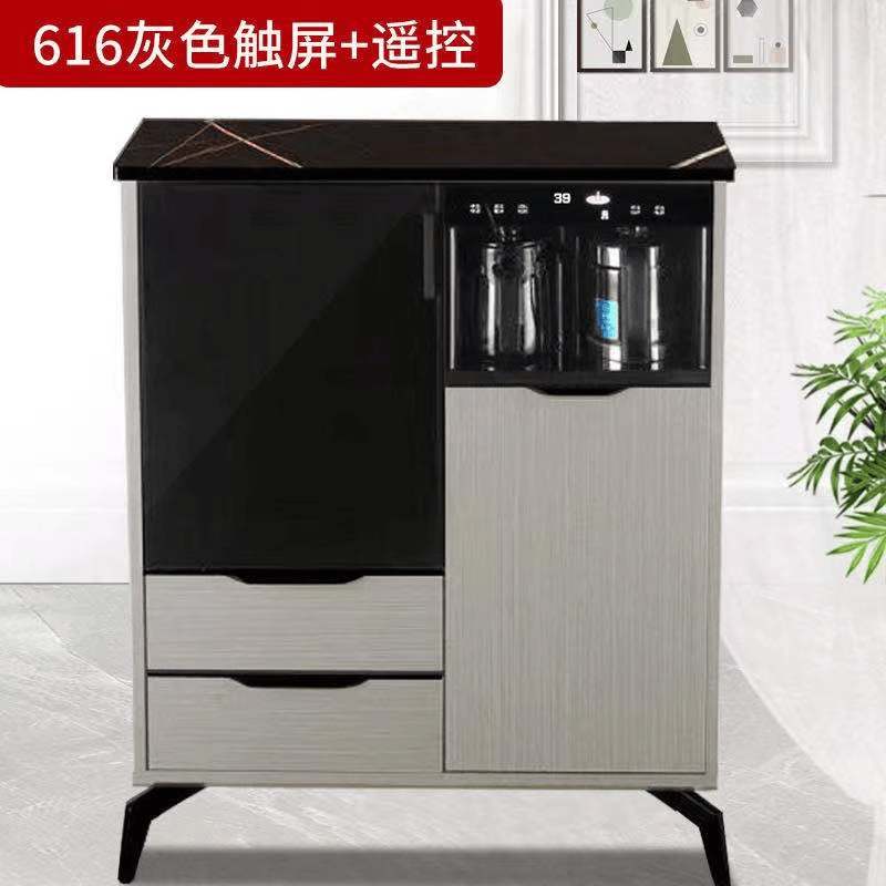 He Jiagong Voice Intelligent Tea Bar Machine for Home High-end Living Room 2025 New Tea Drinking Machine with Dinner Side One 620 High Gloss Gray with Cabinet + Refrigerator Warm