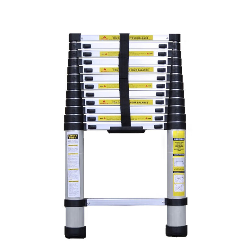 Shantou Lincun aluminum alloy single-sided telescopic ladder 2.9m staircase bamboo ladder 8m retractable ladder engineering lifting ladder thickened g2C1 30 steps 2 points 9M single-sided telescopic ladder German standard plus