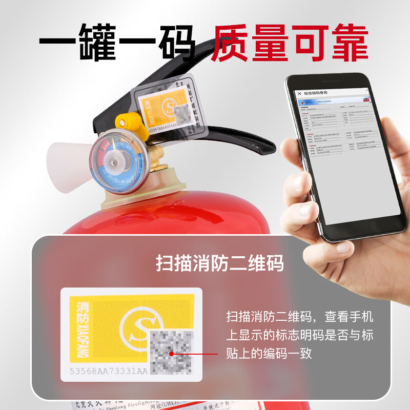 Shenlong 25-year-old new national standard dry powder fire extinguisher 2kg commercial property vehicle-mounted household fire-fighting equipment MF/ABCE2