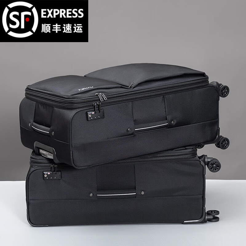 Travel Master (TGURU) Oxford cloth password box is sturdy and durable, thickened large suitcase, men's checked suitcase, large capacity, extra large suitcase, black zipper, 30 inches, compliant with 158cm airline check-in
