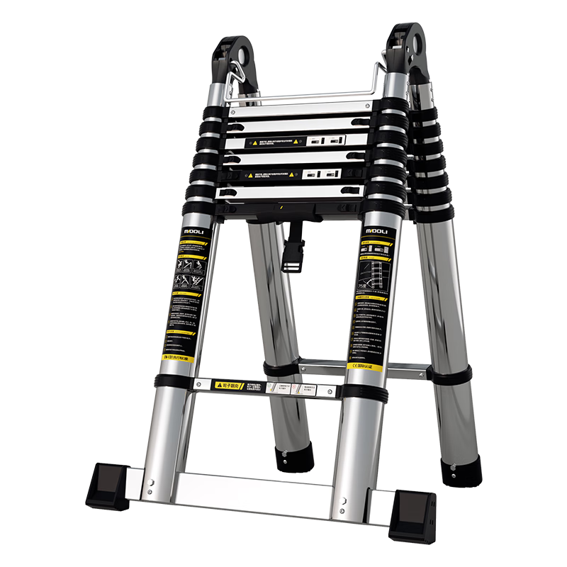 Midoli folding ladder multifunctional herringbone ladder telescopic engineering thickened climbing household portable straight ladder stainless steel ladder body multifunctional 2.1-straight ladder 4.2 meters *1