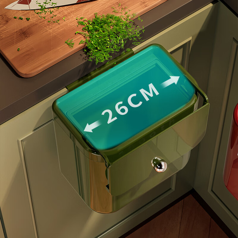 Noshi kitchen trash can hanging type home kitchen special bend-free toilet trash can large kitchen waste storage bucket red silver 12L/free hook + sticky hook