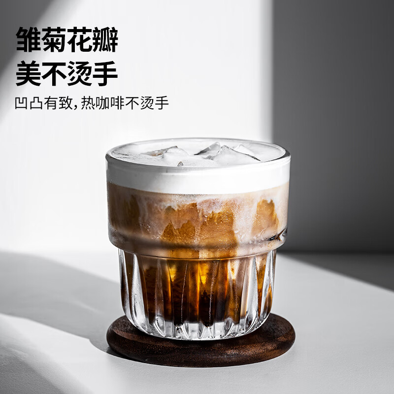 DKO coffee cup household glass cup iced American espresso latte cup retro dirty Australian white cup water cup white wine cup 200ml tempered coffee cup (transparent)
