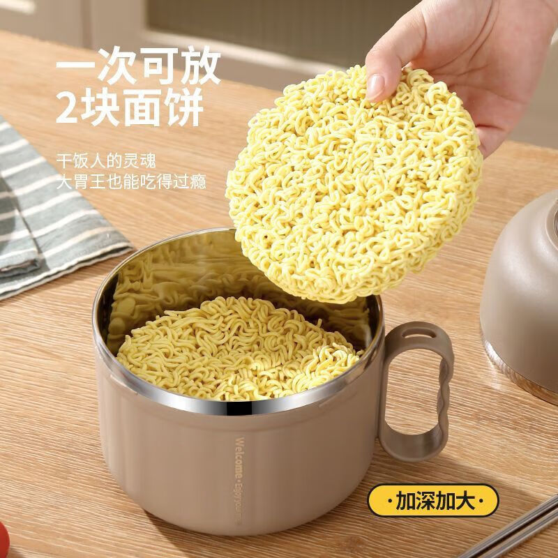 ShouMi lunch box, lunch box for office workers, student lunch box, 304 stainless steel lunch box, fast food cup, rice bowl, special lunch box for lunch in canteen, 304 inner tank/built-in dining grid, ivory white large size, none