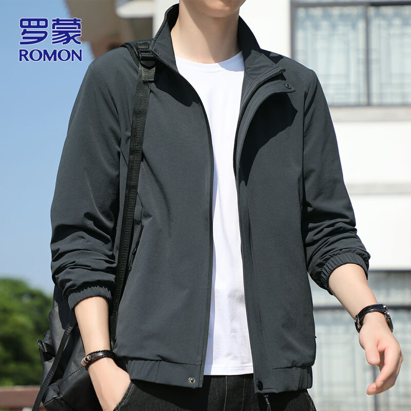 ROMON jacket men's casual business jacket men's autumn and winter versatile men's tops dark gray 2XL