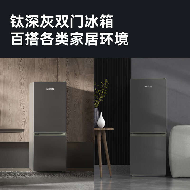 HYUNDAI (Korean Hyundai) Large Capacity Double Door Two Door Refrigerator Home Medium Small Refrigerator Freezer Refrigerator Rental Dormitory Energy Saving 223L Gray First Class Energy Efficiency + Store Main Recommendation