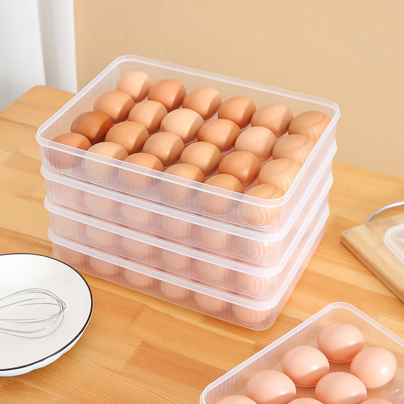 Fun appliance egg storage box for home refrigerator, food-grade fresh-keeping egg box, anti-fall egg box, egg tray basket holder, transparent color - ordinary style, no cover, can hold 24 pieces