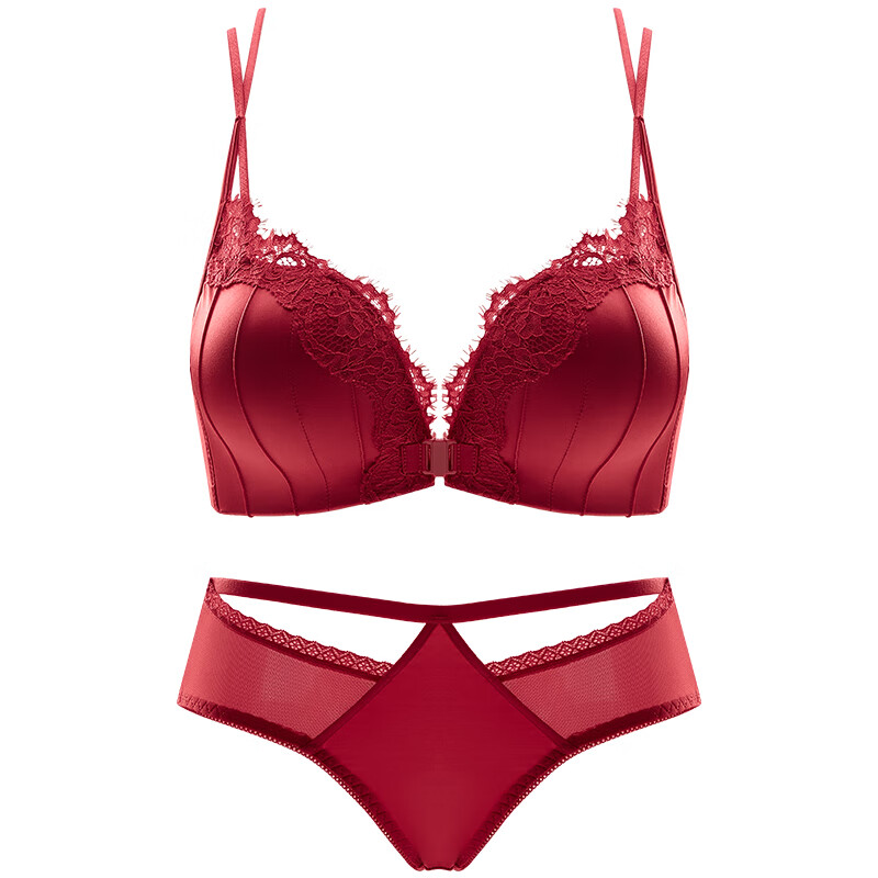 Modal Red Underwear Women's Zodiac Year Suit Small Breasts Push Up Wedding Bridal Spaghetti Straps Beautiful Back Front Button Bra 2026 Horse Burgundy-Single Underwear 75B 34 (Koi Zodiac Red)
