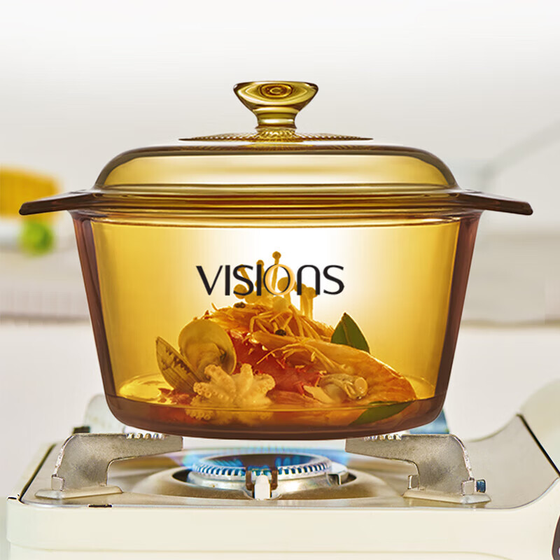 Corning (VISIONS) pot set crystal clear glass soup pot stew pot 1.25L + single handle 1.6L + 3.2L three-piece set