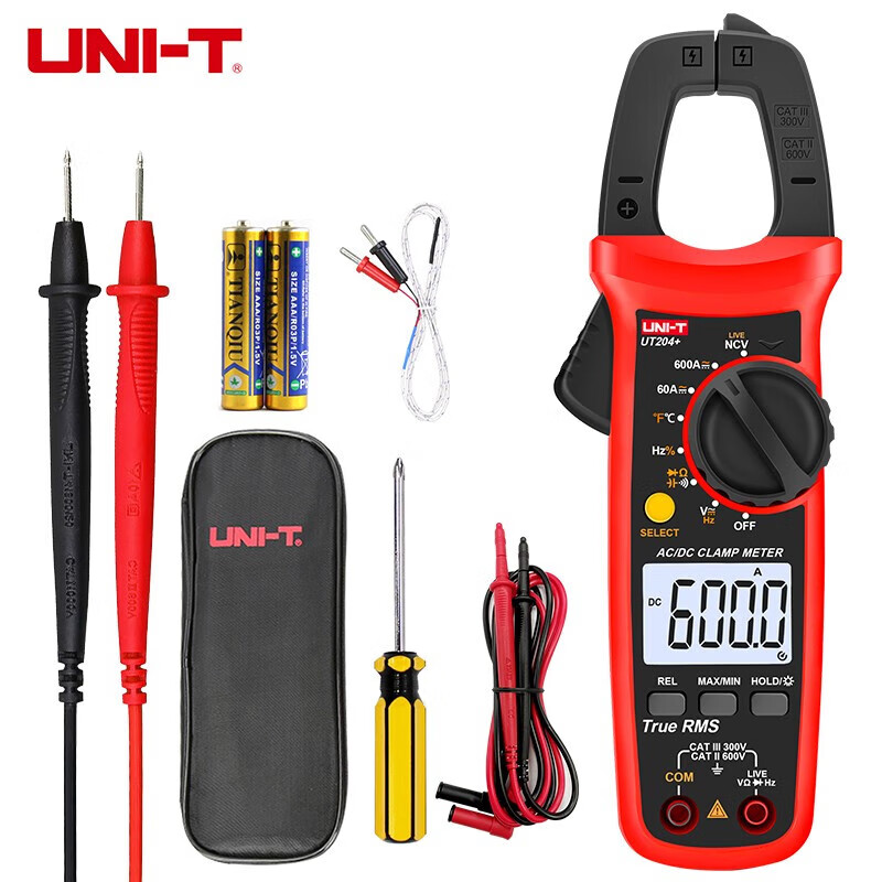 Uni-T clamp ammeter high-precision clamp meter UT210E mini digital clamp multimeter AC and DC ammeter UT204+ AC and DC 600A + capacitance + frequency